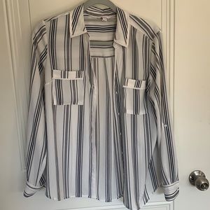 Long sleeve white with black stripes blouse